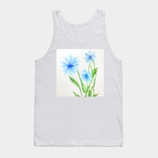 Blue Watercolor Flower Tank Top